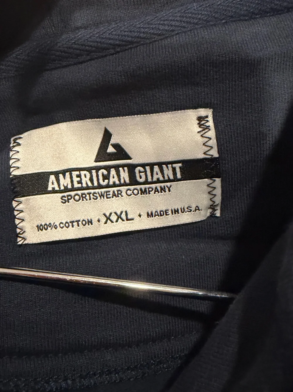 American Giant Navy Blue Pullover Hoodie